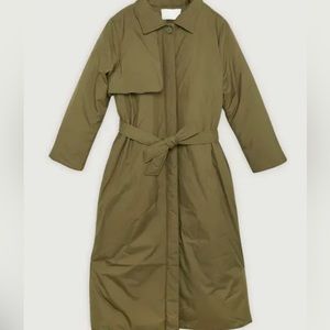 Oak + Fort Long Belted Puffer - Size M - Olive Green